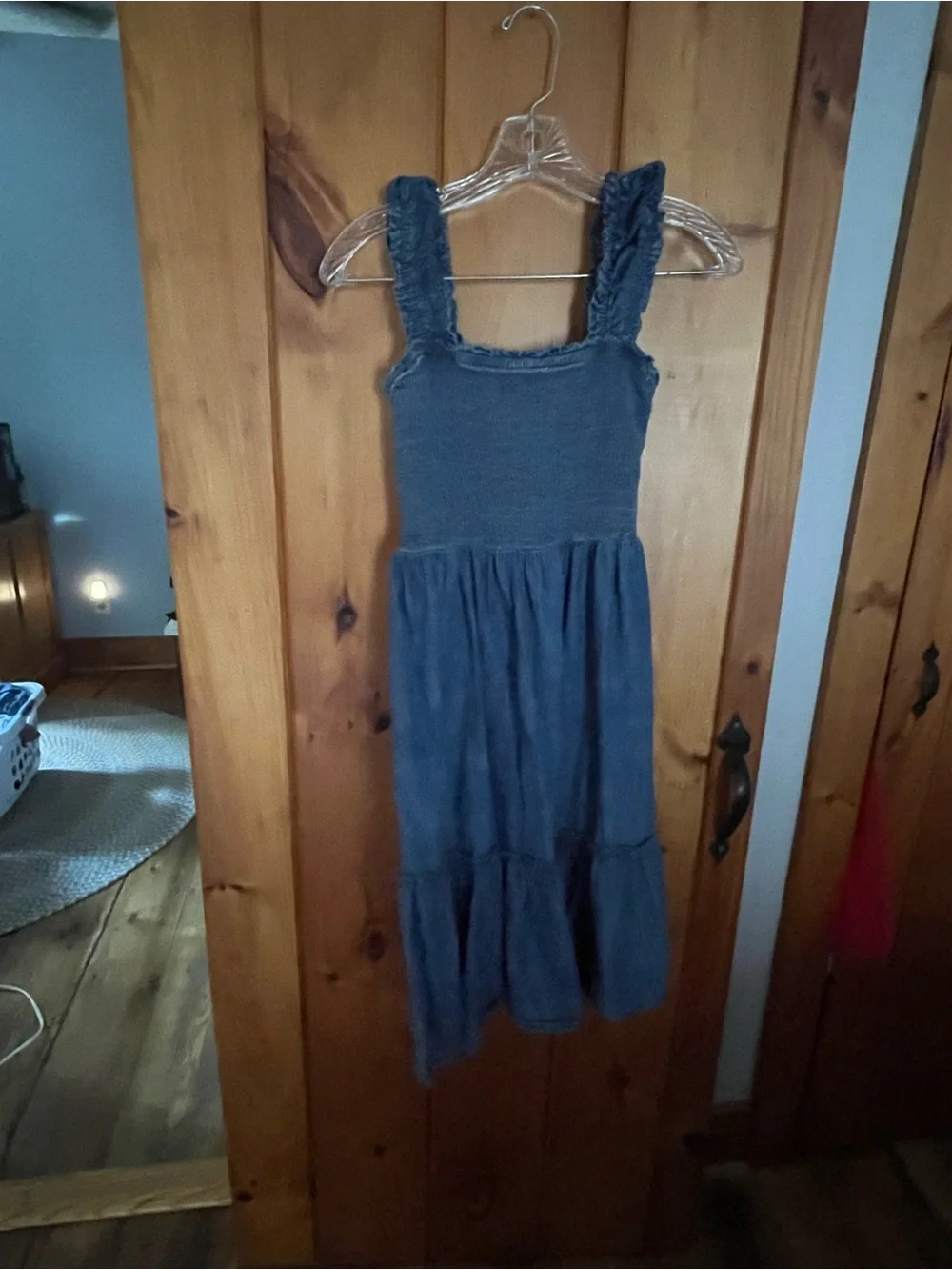 GAP Girls' Blue Smocked Ruffle Strap Maxi Dress